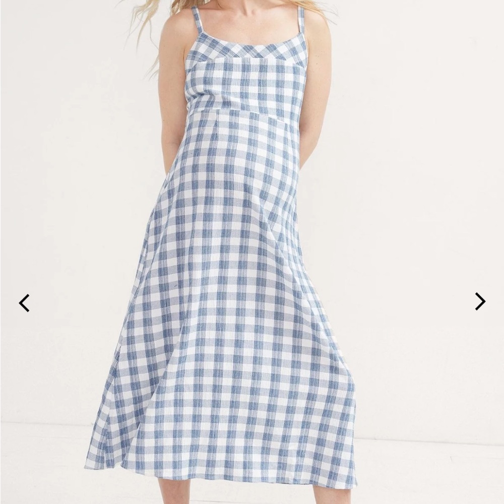 Hatch Blue and White Checkered A-Line Dress